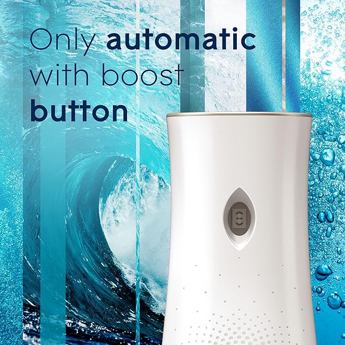 Glade Automatic Spray Refill and Holder Kit, Air Freshener for Home and Bathroom, Aqua Waves, 6.2 Oz, 2 Count (Pack of 2)