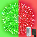 LAMPHOME Red and Green Christmas String Lights, 100 LED 33 FT Christmas Lights Outdoor Waterproof Connectable String Lights Clear Wire with 16 Modes, Xmas Vintage Decorations for Party Yard Garden