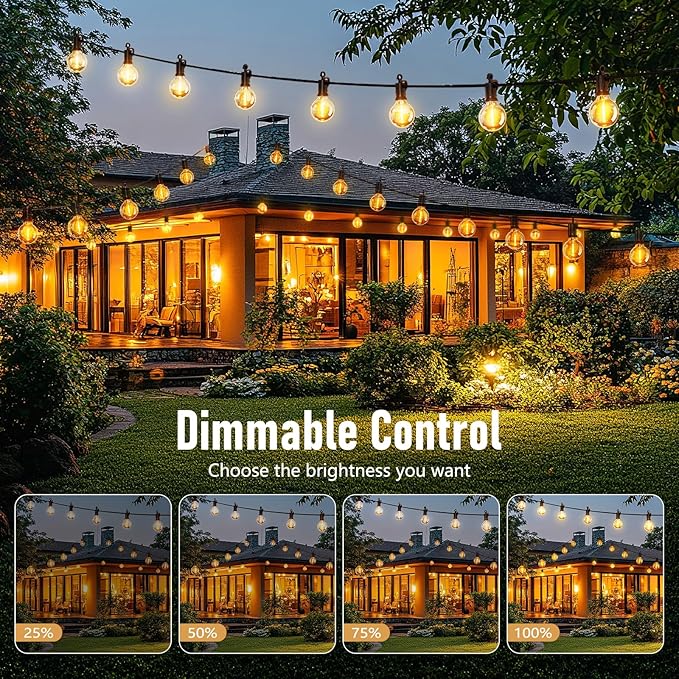 Brightown Outdoor String Lights - Waterproof Globe Patio Lights 35 Ft with 30 G40 Shatterproof LED Bulbs, Connectable Commercial Hanging Light for Backyard, Bistro, Porch, Cafe, Deck, Garden