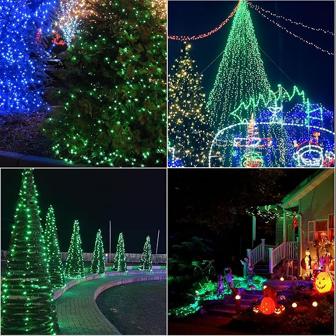 LAMPHOME 33ft Green St. Patrick's Day Mini String Lights, 100 LED Christmas Decorative Transparent Wire Fairy Starry String Lights Plug in, 16 Lighting Modes for Indoor Outdoor Xmas Tree