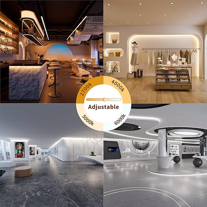 MIWISE CCT COB LED Strip Light Tunable White,20ft/6.1m Dimmable 2700K-6500K CRI90+ 24V LED Tape Light,for Under Cabinet Bedroom Kitchen DIY Lighting(Power Supply & Controller NOT Included)