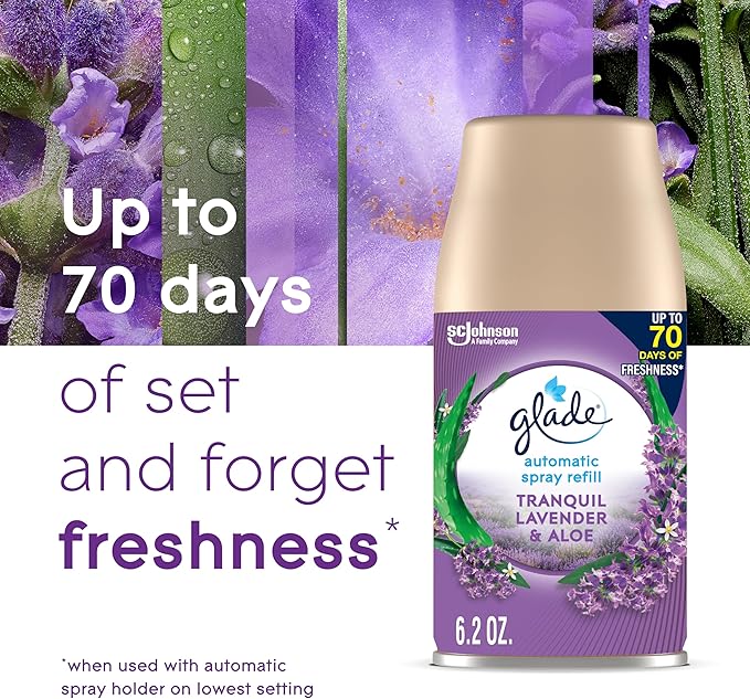 Glade Automatic Spray Refill, Air Freshener for Home and Bathroom, Tranquil Lavender & Aloe, 6.2 Oz