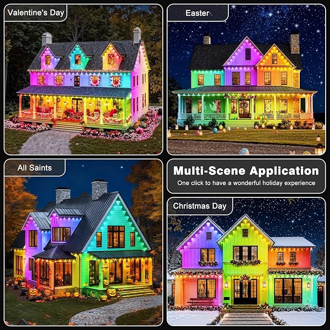 LITSOUL 500FT Permanent Outdoor Lights for House Waterproof, Smart RGB Eave LED Lighting with 16 Million Colors, IP67 Outdoor Strip Lights for Christmas Halloween Holiday Daily Decorations(500FT)