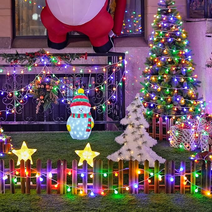 JMEXSUSS 100 LED Christmas Lights Indoor Plug in, 33ft 8 Mode Globe String Lights with Remote, Connectable Fairy Lights for Bedroom Room Tree Party Holiday Christmas Decoration (Multicolor)