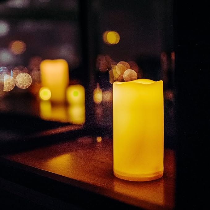 CANDLE CHOICE Waterproof Outdoor Battery Operated Flameless Candles with Timer Realistic Flickering Plastic Fake Electric LED Pillar Lights for Lantern Wedding Christmas Decorations 3x6 Inches 2 Pack