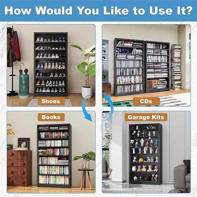 7-Tier Heavy Duty Metal Shoe Rack, 55" H Tall Shoe Storage Cabinet with Adjustable Shelves, Space-Saving Shoe Entryway Organizer for Hallway, Closet, Cloakroom, Garage