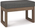 SIMPLIHOME Milltown Small Ottoman Bench - 27 inch Wide Upholstered Tweed Look Fabric Rectangle Footstool Ottoman in Ebony, Contemporary Bench for Bedroom or Entryway with Cushioned Seat, Assembled