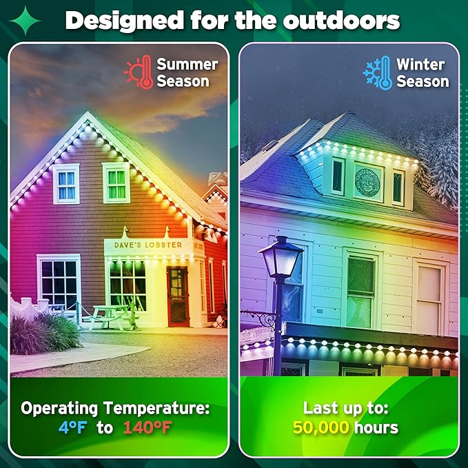 RGB Permanent Outdoor lights, 300FT Smart LED Eaves Lights with APP/Remote Control, IP67 Waterproof Outdoor Lights for House - Ideal for Christmas, Halloween, Party, Garden, Patio Home Decoration