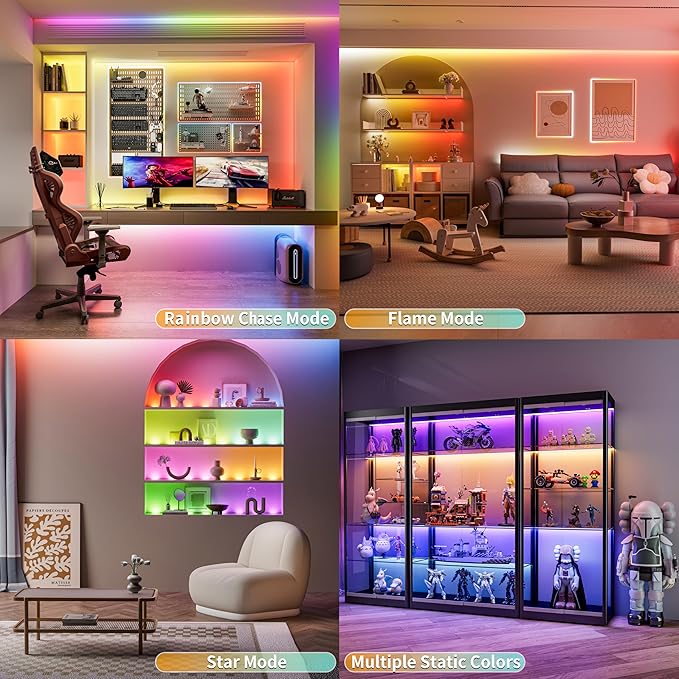 PAUTIX RGB Smart IC COB LED Strip Light IP65 Waterproof Addressable 24ft/7.5m,720LEDs/m UL-Listed 24V Chasing Color Strip Light Color Changing Flexible Tape Light(Without Controller&Adapter)