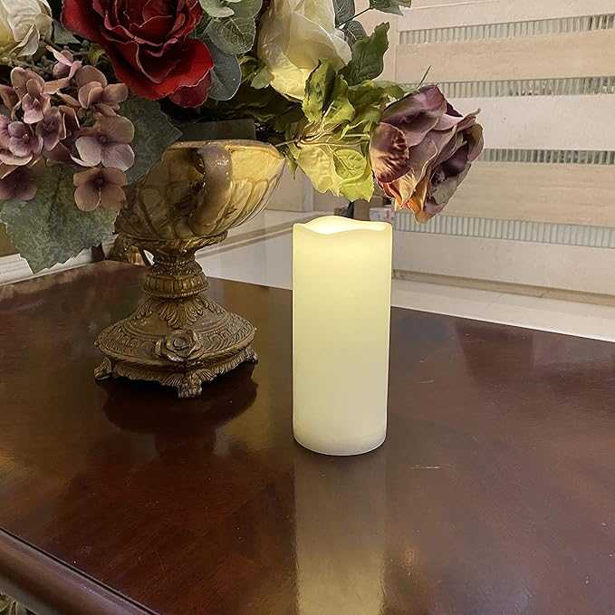 1 Pack Outdoor Flameless Pillar Candle with Remote and Timer Waterproof Battery Operated Electric LED Candle Set for Gift Home Décor Party Wedding Supplies Garden Christmas Decoration, 3” x 7”