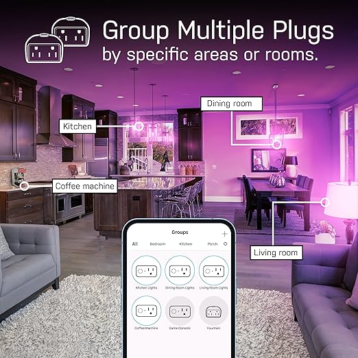Feit Electric Smart Wi-Fi Plug, Works with Alexa and Google Home, No hub Required, 2.4 Ghz Network Only, Remote Control from Anywhere 15 Amp, Indoor Outlet for Home Appliances
