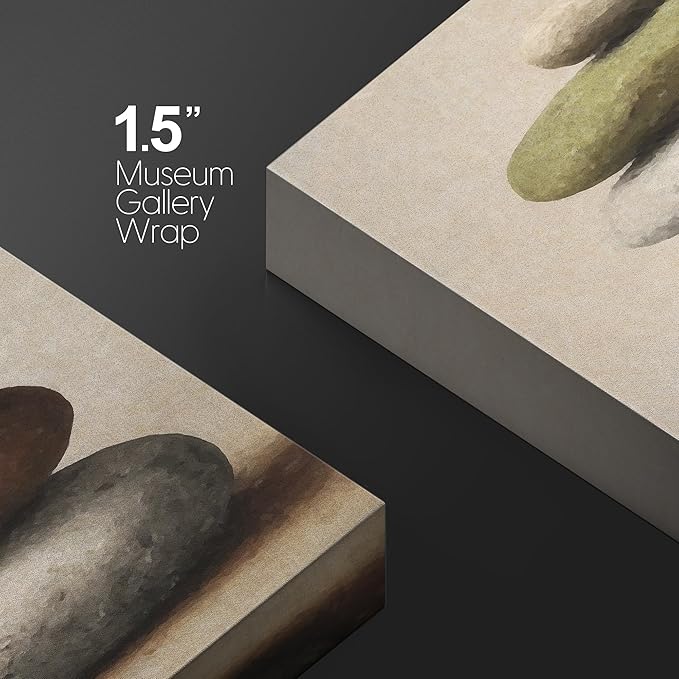 wall26 Canvas Print Wall Art Stacked Zen Stones in Rain Tranquil Nature Photography Realism Rustic Colorful Multicolor for Living Room, Bedroom, Bathroom - 16"x24"