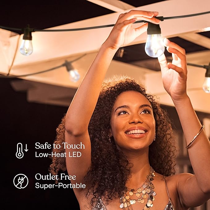 Brightech Ambience Pro USB Powered String Lights - 24 Ft Commercial Grade Waterproof String Lights - Outdoor Shatterproof Patio Lights for Camping, Backyard, Porch, Christmas - 1W 12 Bulbs, Warm White