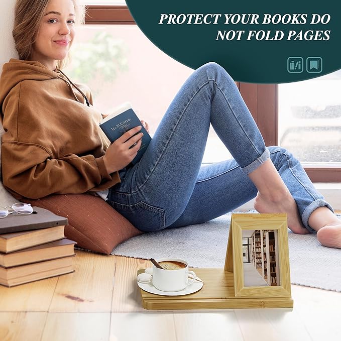 Semiocthome Fathers Day Gifts Picture Frame Phone Docking Station with Book Rest, Desk Nightstand Organizer with Book Rest, Present for Men Birthday Anniversary Ideas