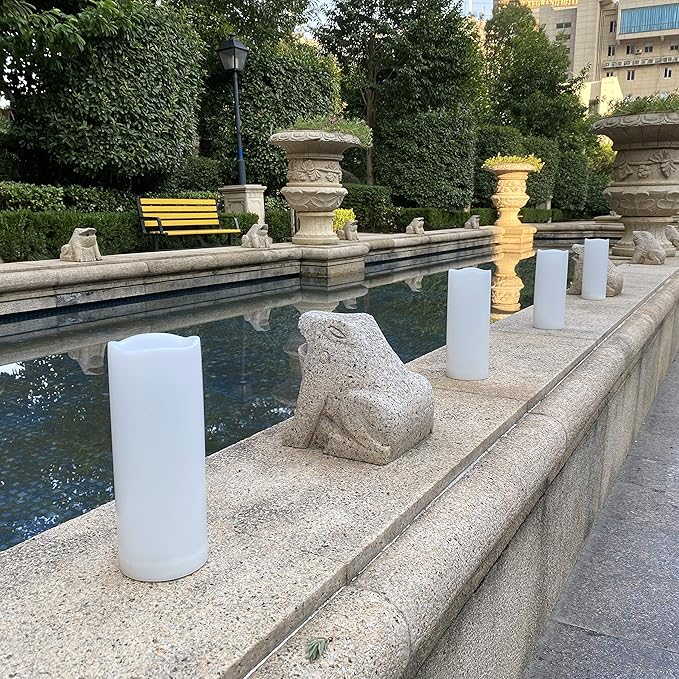 1 Pack Outdoor Flameless Pillar Candle with Remote and Timer Waterproof Battery Operated Electric LED Candle Set for Gift Home Décor Party Wedding Supplies Garden Christmas Decoration, 3” x 7”