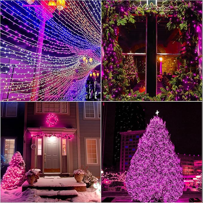 LAMPHOME 200 LED Pink Valentine Lights, 66ft 16 Modes Valentine Room Lights Clear Wire,Connectable Plug in Pink Christmas String Light Indoor Outdoor for Christmas Bedroom Valentines Party