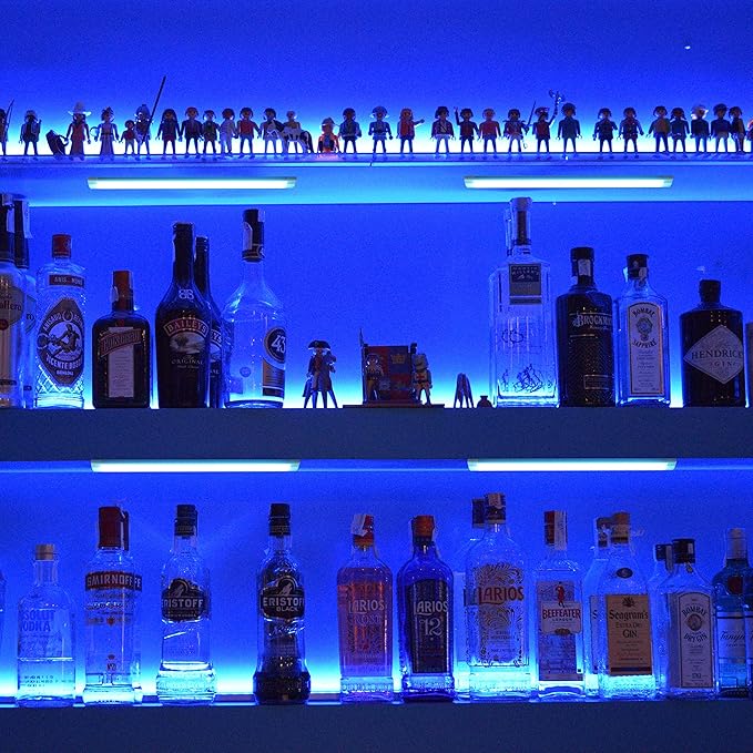 LABOREDUCER RGB Under Cabinet Lights,6 Pack Plug in or Hardwired Linkable RGB LED Closet Light with Remote and APP Control,24V Under Cabinet Lighting for Kitchen Closet Counter 18W(RGB+Warm White)