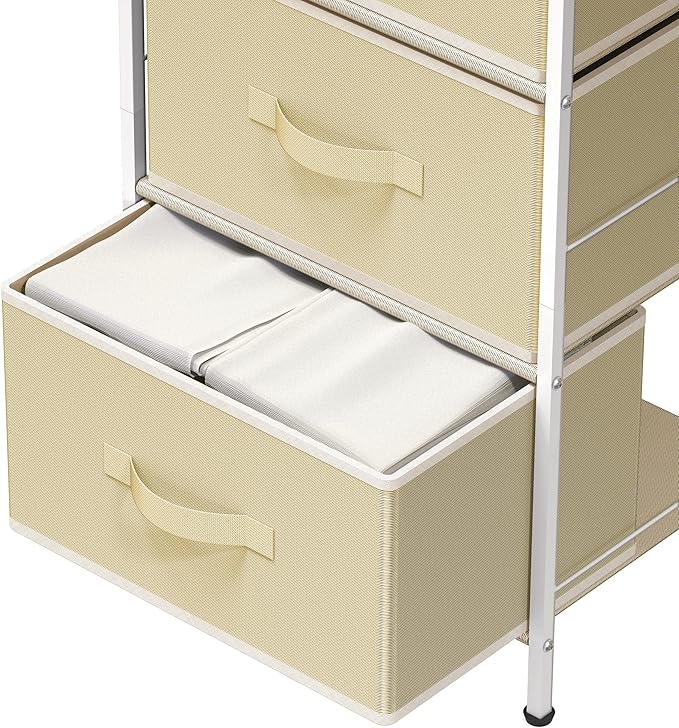 Simple Houseware 3 Drawer Nightstand Dresser with Wood Top, Beige