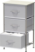 Simple Houseware 3 Drawer Nightstand Dresser with Wood Top, Grey