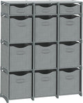 Cube Storage Organizer with Storage Bins Included - The Perfect Closet Organizers and Storage Solution. Includes 12 Storage Cubes, Great For Toy Storage, Closet Storage, Clothes Storage (Grey)